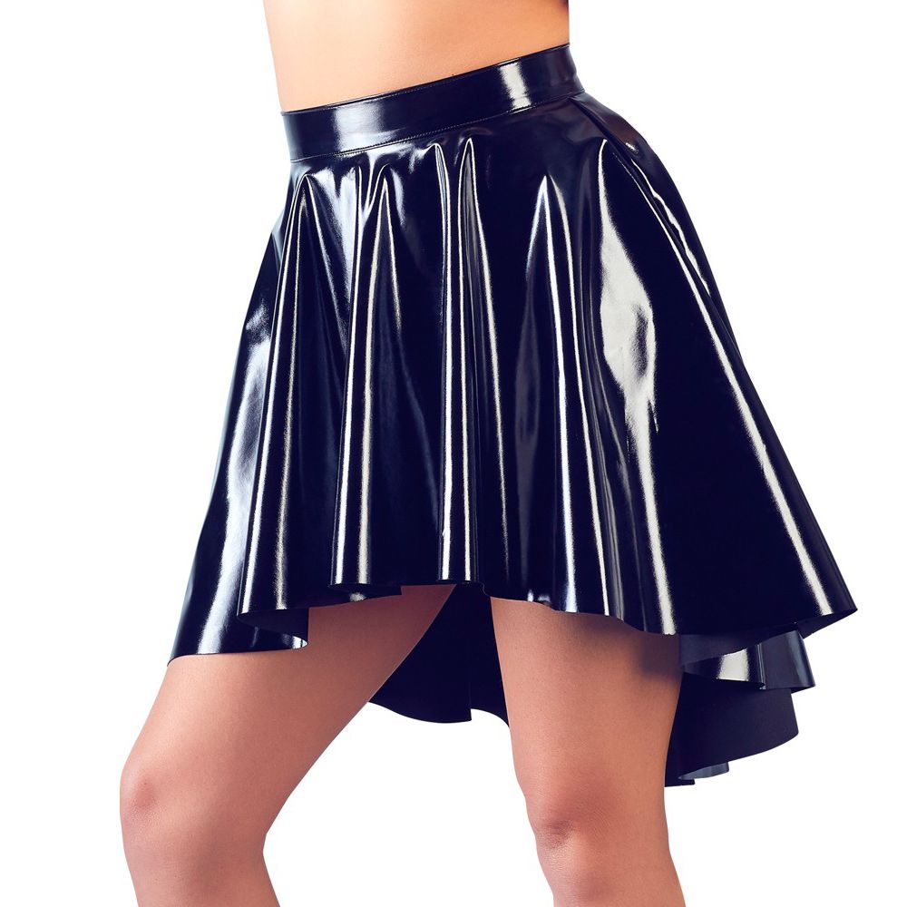 Black Vinyl Asymmetrical Rock Skirt